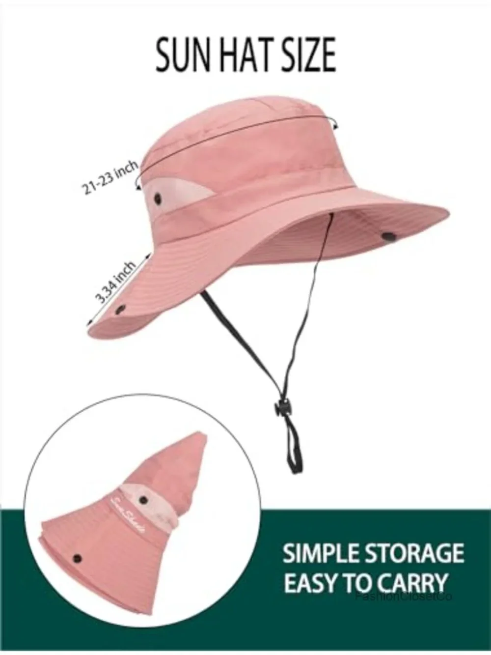 Wide Brim Mesh Bucket Hat with Ponytail Hole